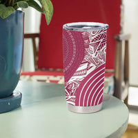 Fiji Adi Cakobau School Personalised Tumbler Cup Masi Tapa Mix Plumeria