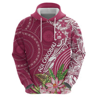 Fiji Adi Cakobau School Personalised Zip Hoodie Masi Tapa Mix Plumeria