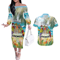 It's 5 o'clock Somewhere Couples Matching Off The Shoulder Long Sleeve Dress and Hawaiian Shirt Beach Party LT7 Colorful - Polynesian Pride