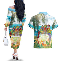 It's 5 o'clock Somewhere Couples Matching Off The Shoulder Long Sleeve Dress and Hawaiian Shirt Beach Party LT7 - Polynesian Pride