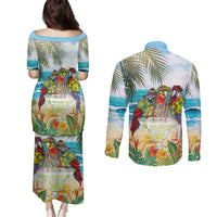 It's 5 o'clock Somewhere Couples Matching Puletasi and Long Sleeve Button Shirt Beach Party LT7 - Polynesian Pride