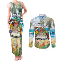 It's 5 o'clock Somewhere Couples Matching Tank Maxi Dress and Long Sleeve Button Shirt Beach Party LT7 Colorful - Polynesian Pride