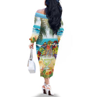 It's 5 o'clock Somewhere Family Matching Off The Shoulder Long Sleeve Dress and Hawaiian Shirt Beach Party LT7 - Polynesian Pride