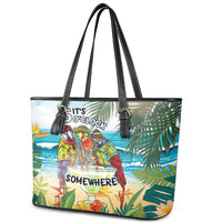 It's 5 o'clock Somewhere Leather Tote Bag Beach Party - Polynesian Pride