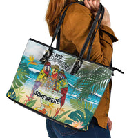 It's 5 o'clock Somewhere Leather Tote Bag Beach Party - Polynesian Pride