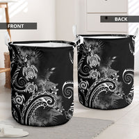 Aloha Hawaii Turtles Floral Laundry Basket Obsidian Glaze