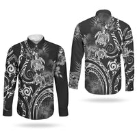 Aloha Hawaii Turtles Floral Couples Matching Off Shoulder Maxi Dress and Long Sleeve Button Shirt Obsidian Glaze LT7 - Polynesian Pride