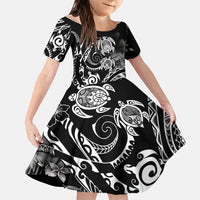 Aloha Hawaii Turtles Floral Family Matching Mermaid Dress and Hawaiian Shirt Obsidian Glaze