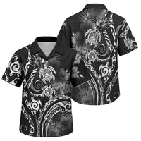 Aloha Hawaii Turtles Floral Family Matching Mermaid Dress and Hawaiian Shirt Obsidian Glaze LT7 Son's Shirt Black - Polynesian Pride