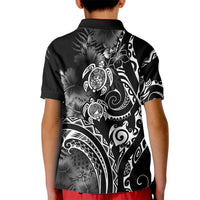 Aloha Hawaii Turtles Floral Kid Polo Shirt Obsidian Glaze