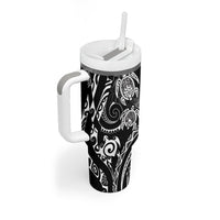 Aloha Hawaii Turtles Floral Tumbler With Handle Obsidian Glaze