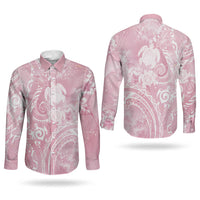 Aloha Hawaii Turtles Floral Couples Matching Mermaid Dress and Long Sleeve Button Shirt Pink Marbles Glaze LT7 - Polynesian Pride