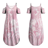 Aloha Hawaii Turtles Floral Couples Matching Summer Maxi Dress and Hawaiian Shirt Pink Marbles Glaze LT7 - Polynesian Pride