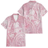 Aloha Hawaii Turtles Floral Family Matching Off Shoulder Short Dress and Hawaiian Shirt Pink Marbles Glaze LT7 Dad's Shirt - Short Sleeve Pink - Polynesian Pride