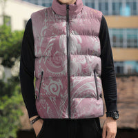 Aloha Hawaii Turtles Floral Sleeveless Puffer Jacket Pink Marbles Glaze