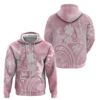 Aloha Hawaii Turtles Floral Zip Hoodie Pink Marbles Glaze