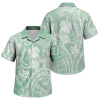 Aloha Hawaii Turtles Floral Family Matching Long Sleeve Bodycon Dress and Hawaiian Shirt Seafoam Marbles Glaze LT7 Son's Shirt Seafoam - Polynesian Pride