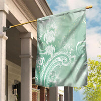 Aloha Hawaii Turtles Floral Garden Flag Seafoam Marbles Glaze