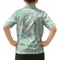 Aloha Hawaii Turtles Floral Kid Hawaiian Shirt Seafoam Marbles Glaze LT7