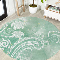 Aloha Hawaii Turtles Floral Round Carpet Seafoam Marbles Glaze