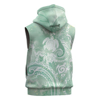 Aloha Hawaii Turtles Floral Sleeveless Hoodie Seafoam Marbles Glaze