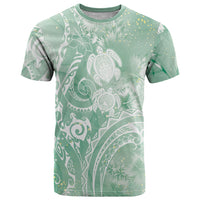 Aloha Hawaii Turtles Floral T Shirt Seafoam Marbles Glaze