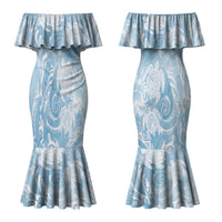 Aloha Hawaii Turtles Floral Couples Matching Mermaid Dress and Hawaiian Shirt Aqua Marbles Glaze LT7 - Polynesian Pride