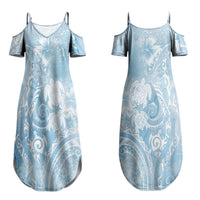 Aloha Hawaii Turtles Floral Couples Matching Summer Maxi Dress and Hawaiian Shirt Aqua Marbles Glaze LT7 - Polynesian Pride