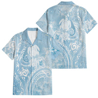 Aloha Hawaii Turtles Floral Family Matching Summer Maxi Dress and Hawaiian Shirt Aqua Marbles Glaze LT7 Dad's Shirt - Short Sleeve Aqua - Polynesian Pride