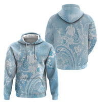 Aloha Hawaii Turtles Floral Hoodie Aqua Marbles Glaze