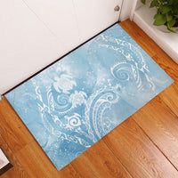 Aloha Hawaii Turtles Floral Rubber Doormat Aqua Marbles Glaze