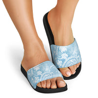 Aloha Hawaii Turtles Floral Slide Sandals Aqua Marbles Glaze