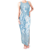 Aloha Hawaii Turtles Floral Tank Maxi Dress Aqua Marbles Glaze