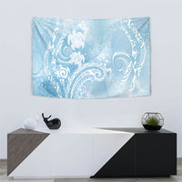 Aloha Hawaii Turtles Floral Tapestry Aqua Marbles Glaze
