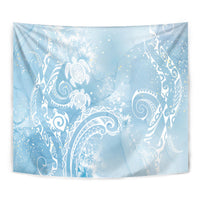 Aloha Hawaii Turtles Floral Tapestry Aqua Marbles Glaze