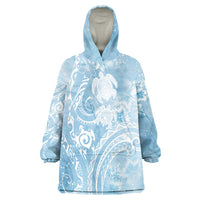 Aloha Hawaii Turtles Floral Wearable Blanket Hoodie Aqua Marbles Glaze