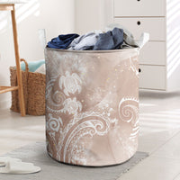 Aloha Hawaii Turtles Floral Laundry Basket Taupe Marbles Glaze
