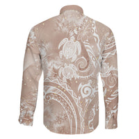 Aloha Hawaii Turtles Floral Family Matching Long Sleeve Bodycon Dress and Hawaiian Shirt Taupe Marbles Glaze