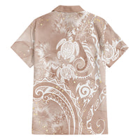 Aloha Hawaii Turtles Floral Family Matching Mermaid Dress and Hawaiian Shirt Taupe Marbles Glaze LT7 Dad's Shirt - Long Sleeve Taupe - Polynesian Pride