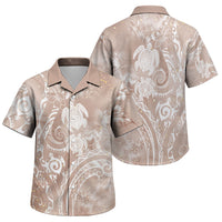 Aloha Hawaii Turtles Floral Family Matching Off Shoulder Maxi Dress and Hawaiian Shirt Taupe Marbles Glaze LT7 Son's Shirt Taupe - Polynesian Pride