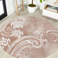 Aloha Hawaii Turtles Floral Round Carpet Taupe Marbles Glaze