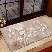 Aloha Hawaii Turtles Floral Rubber Doormat Taupe Marbles Glaze