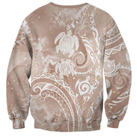 Aloha Hawaii Turtles Floral Sweatshirt Taupe Marbles Glaze