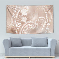 Aloha Hawaii Turtles Floral Tapestry Taupe Marbles Glaze