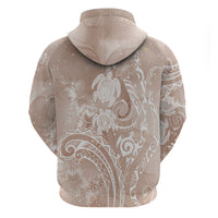 Aloha Hawaii Turtles Floral Zip Hoodie Taupe Marbles Glaze