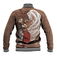 Tahiti Islands Polynesian Plumeria Baseball Jacket Tahitian Vahine 'Ote'a - Beige LT7 - Polynesian Pride