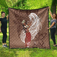 Tahiti Islands Polynesian Plumeria Quilt Tahitian Vahine 'Ote'a - Beige