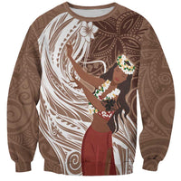 Tahiti Islands Polynesian Plumeria Sweatshirt Tahitian Vahine 'Ote'a - Beige LT7 Unisex Beige - Polynesian Pride