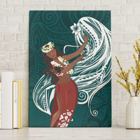 Tahiti Islands Polynesian Plumeria Canvas Wall Art Tahitian Vahine 'Ote'a - Teal LT7 Without Frame Teal - Polynesian Pride