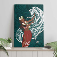 Tahiti Islands Polynesian Plumeria Canvas Wall Art Tahitian Vahine 'Ote'a - Teal LT7 - Polynesian Pride